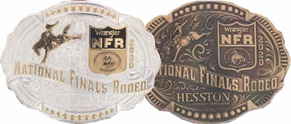 2020 Hesston NFR buckle in gold and silver, also brass