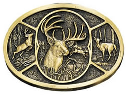 Deer Head and 2 deer brass oval