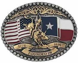 Texas Bullrider with US flag and Texas Flag