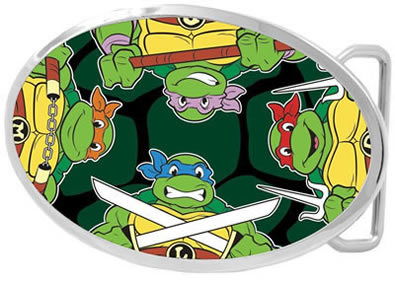 Oval Ninja Turtles buckle with 4 turtles